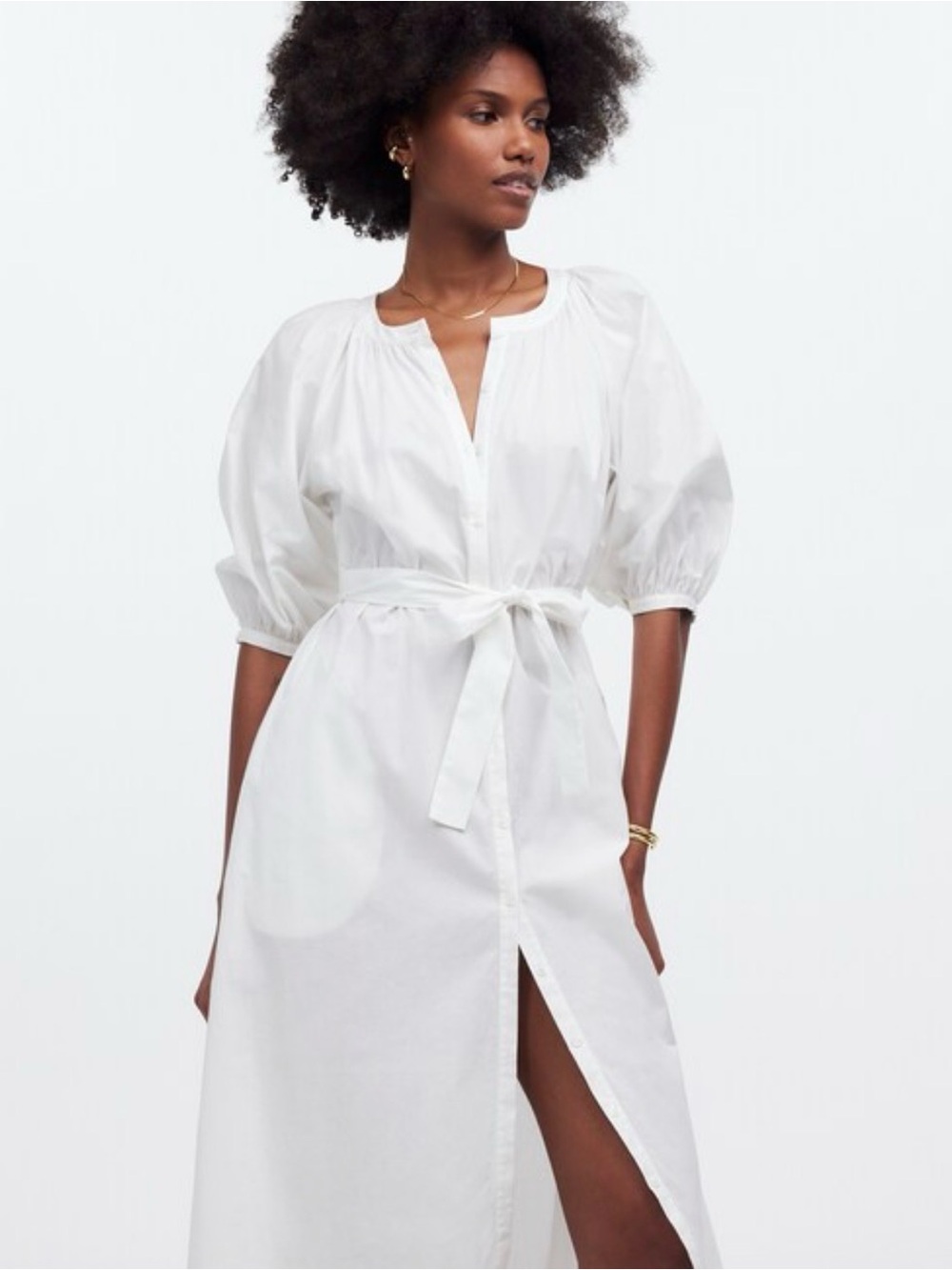 Madewell Tie-Waist Button Front Dress (tie missing) NWT M